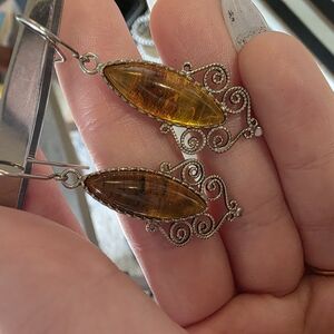 Elegant Silver and Amber Earrings